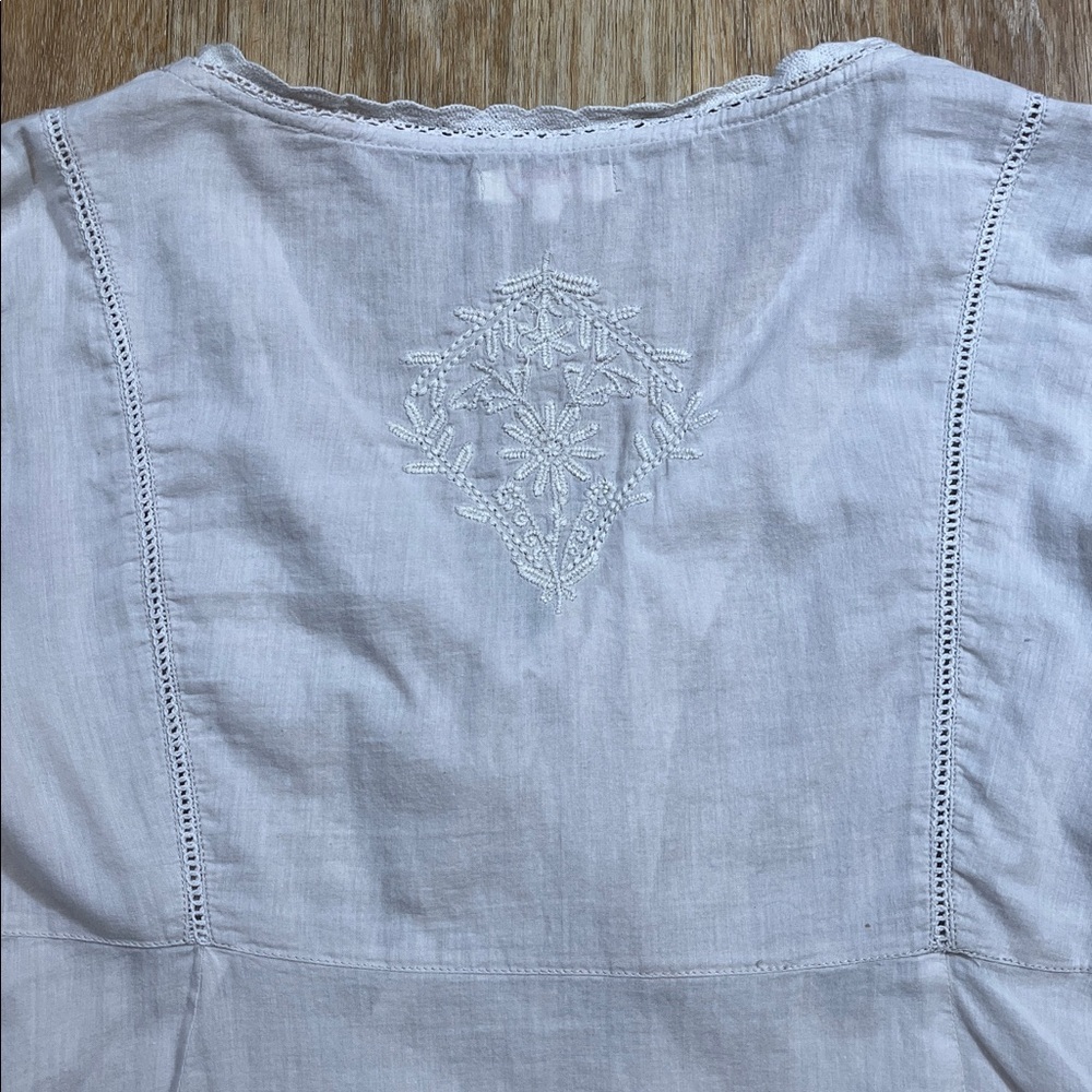 Sundance Ivory Lace Embroidery Tunic Blouse Shirt Long Sleeve 100% Cotton Size S - Picture 7 of 13